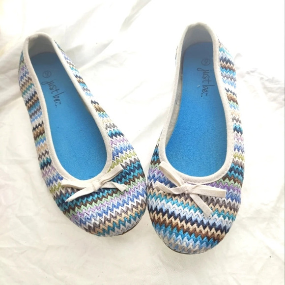 just be Shoes - Woven Canvas Chevron Flats